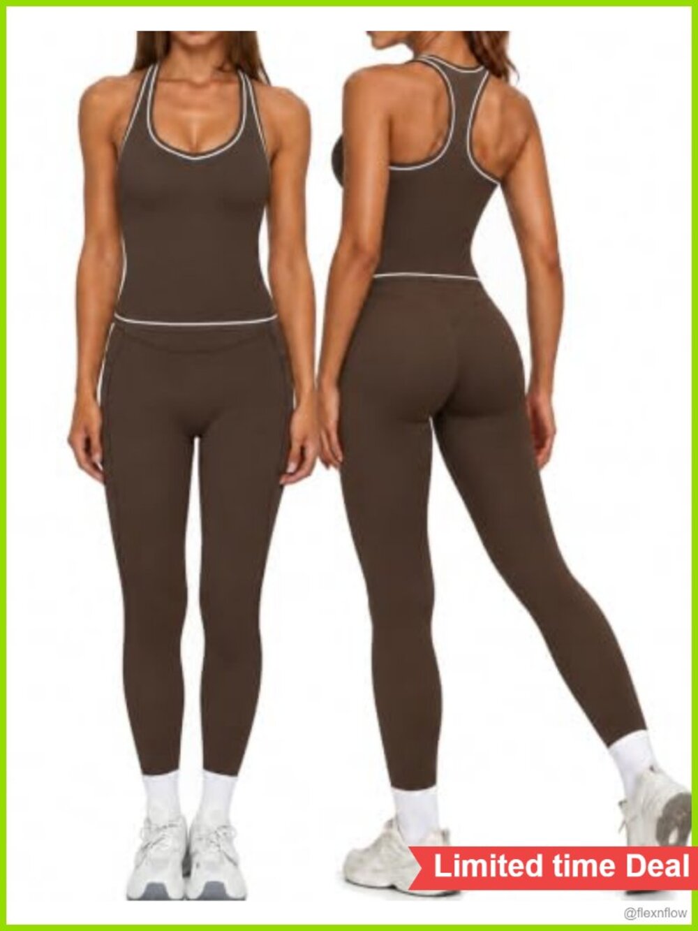 Two Piece Workout Set Racerback Sports Bra High Waist Leggings Nylon